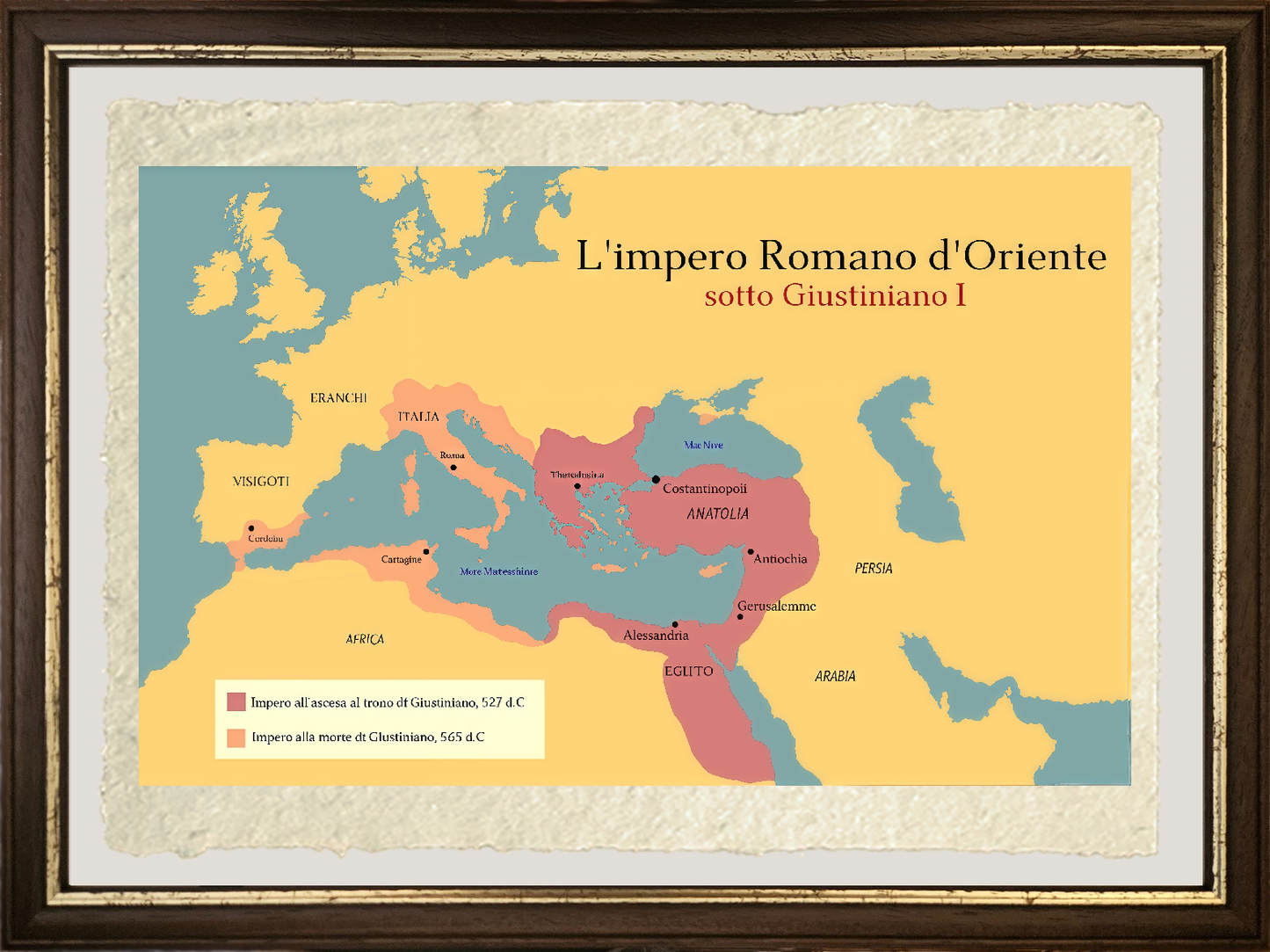 Map of the Eastern Roman Empire under Justinian I