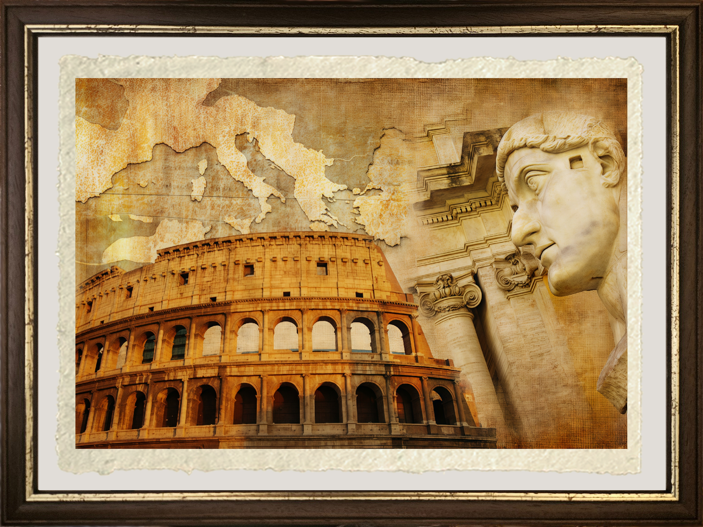 Map of the Roman Empire with Colosseum 