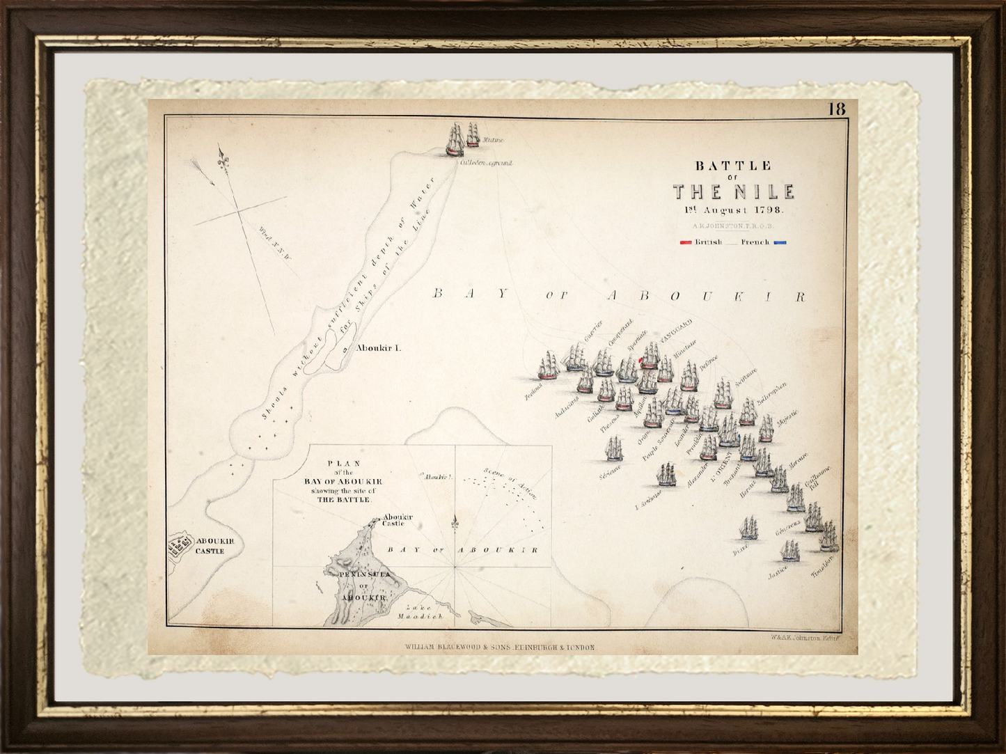 Mappa della Battaglia del Nilo, 1848 - Alexander Keith Johnston