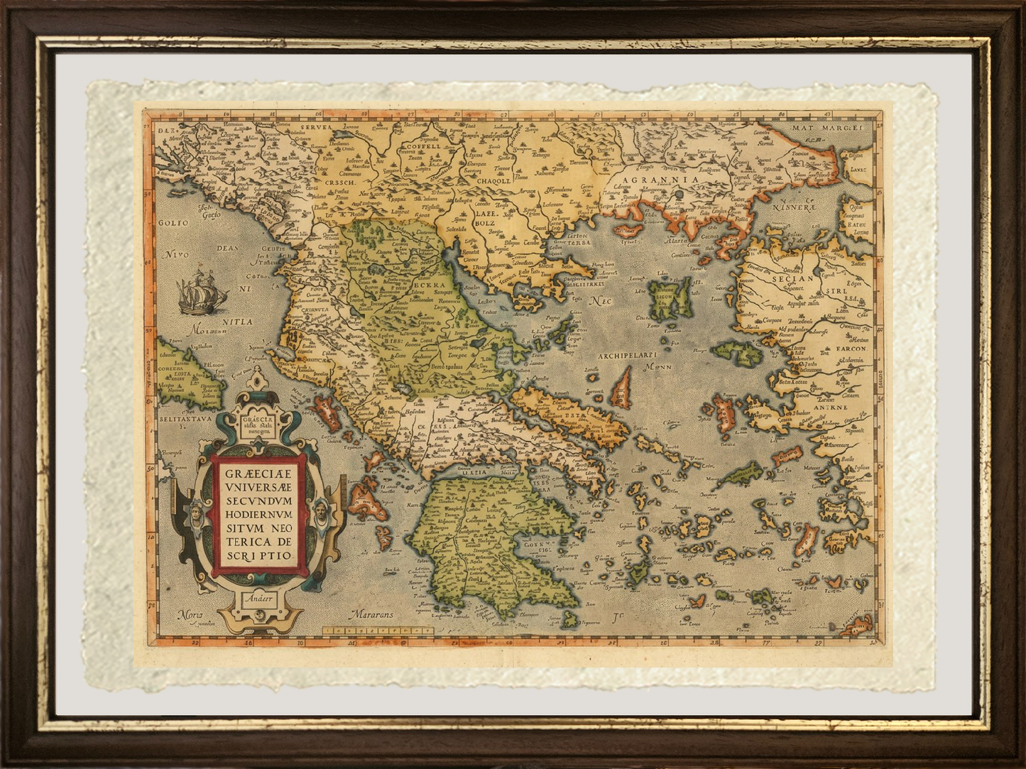 Map of Greece from 1584 by Abraham Ortelius