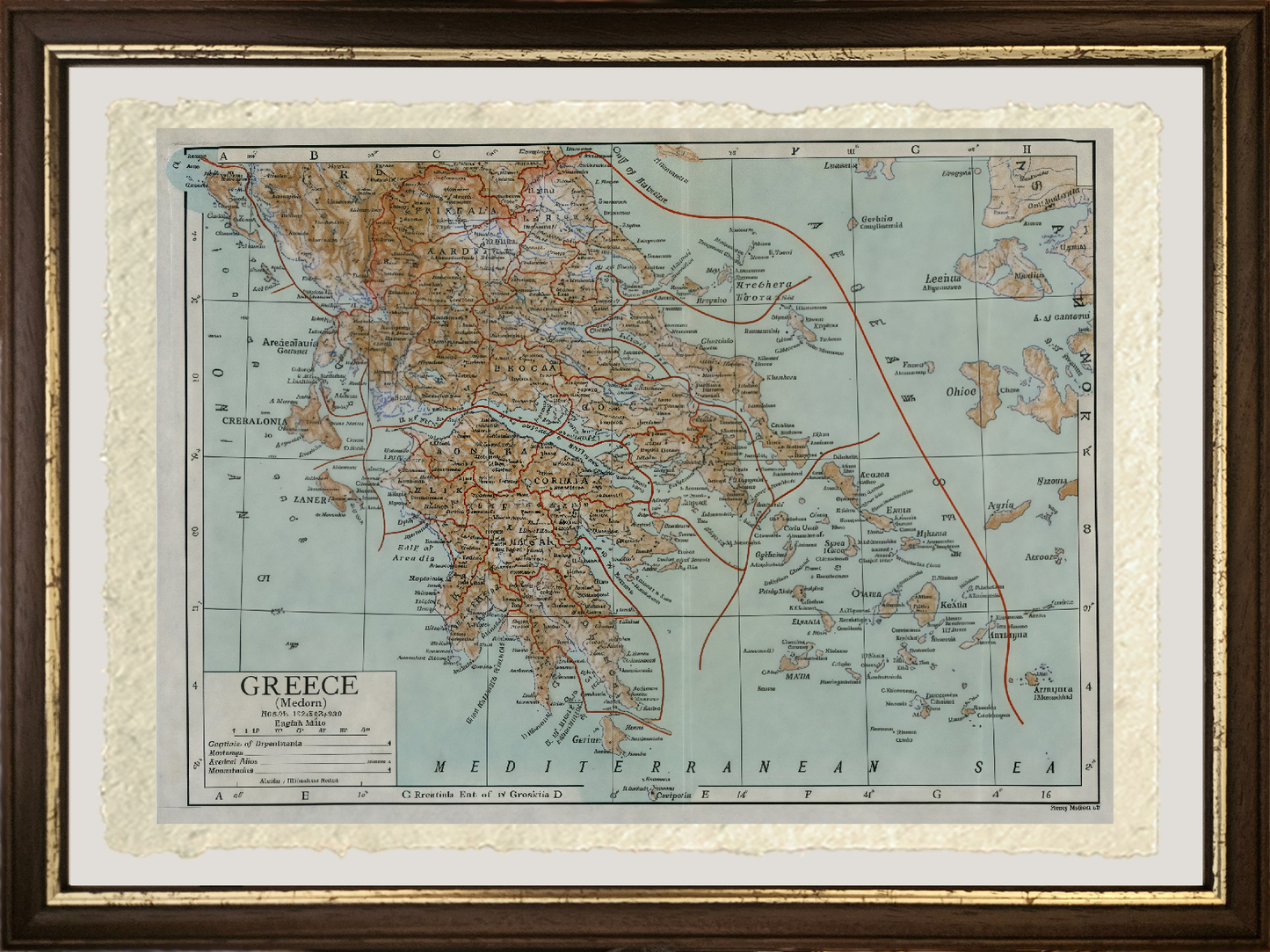 Map of modern Greece, 1910 - Emery Walker