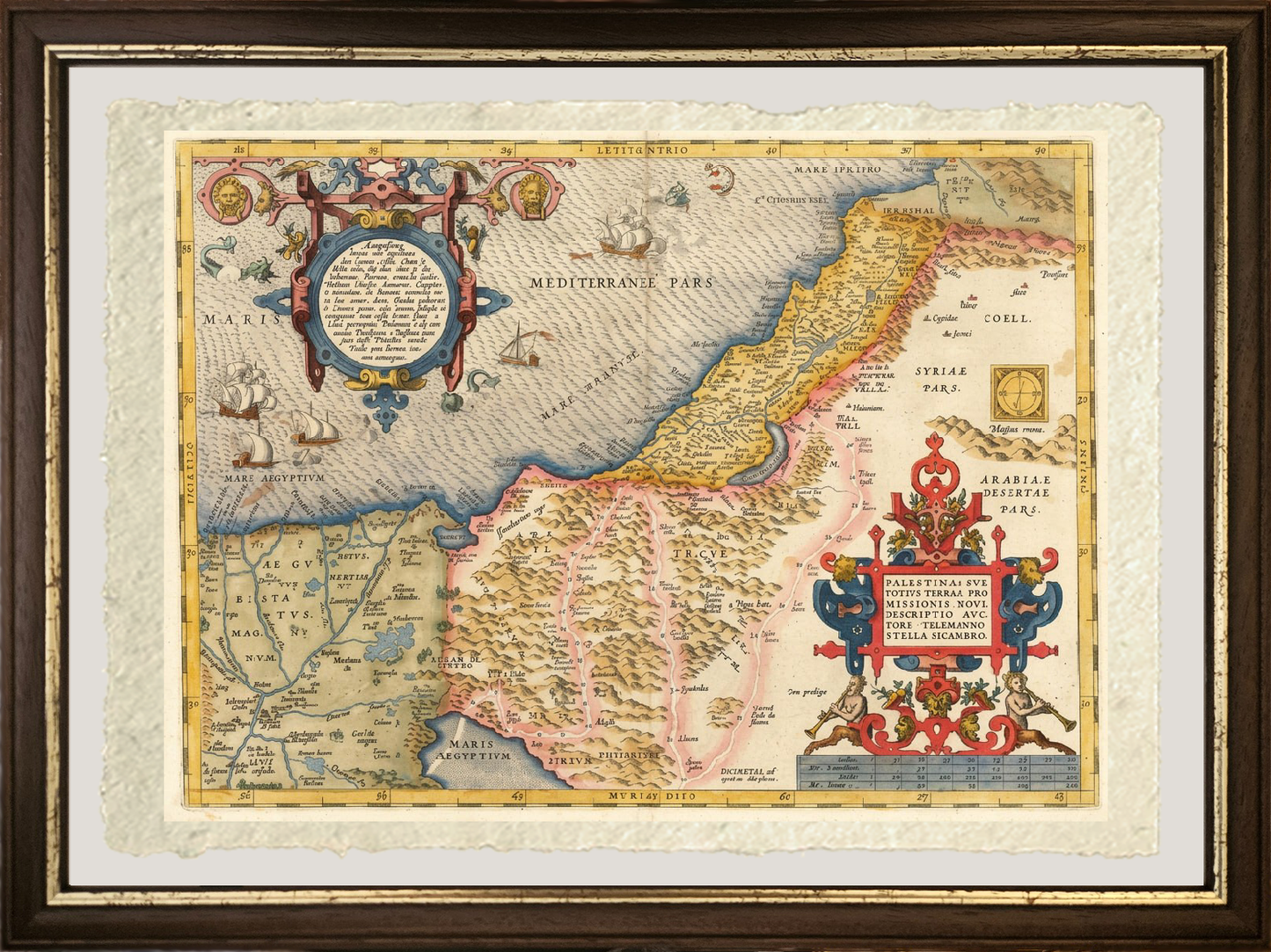 1573 map of Palestine by Abraham Ortelius