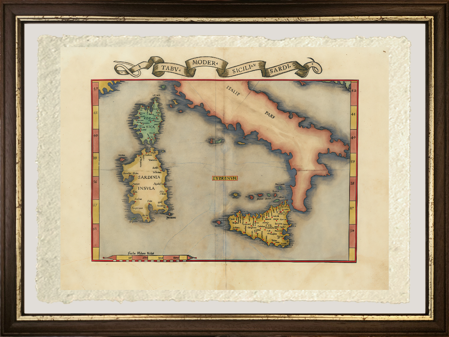 Map of Sicily and Sardinia by Lorenz Fries