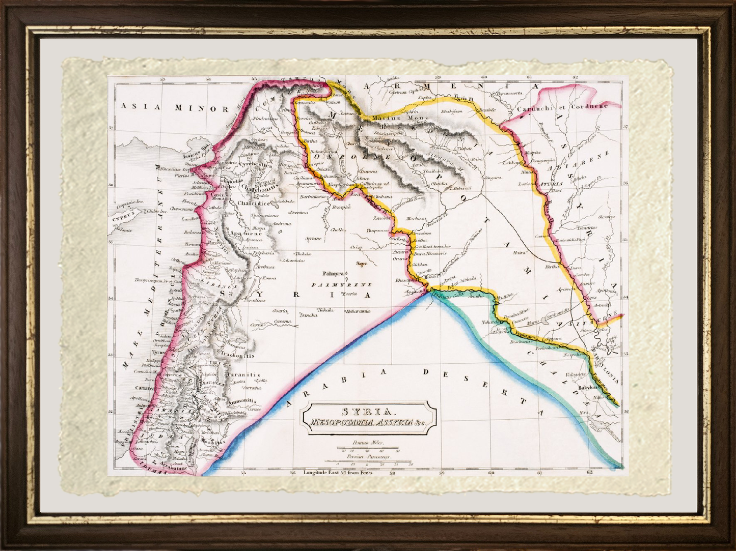 Mappa della Siria, Mesopotamia, Assiria di Butler pubblicato a Londra