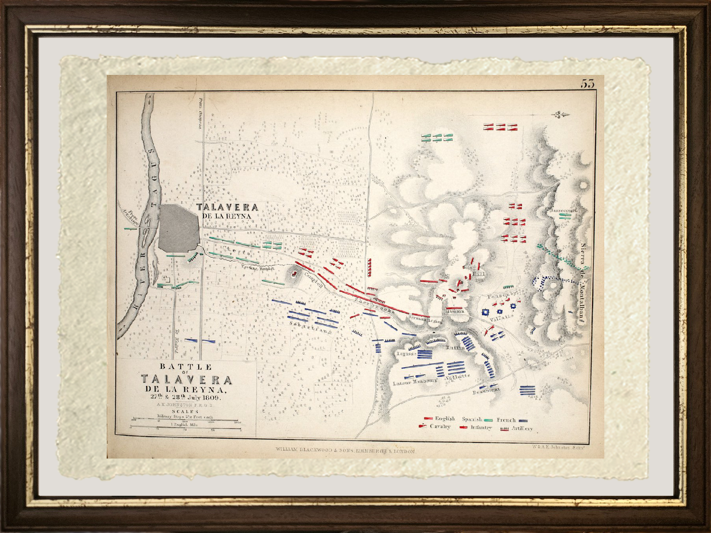 Mappa della battaglia di Talavera, pubblicata da William Blackwood and Sons, Edimburgo e Londra, 1848