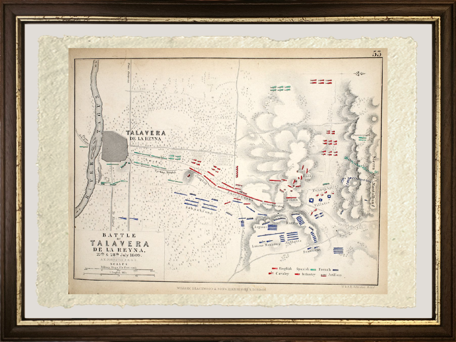 Mappa della battaglia di Talavera, pubblicata da William Blackwood and Sons, Edimburgo e Londra, 1848