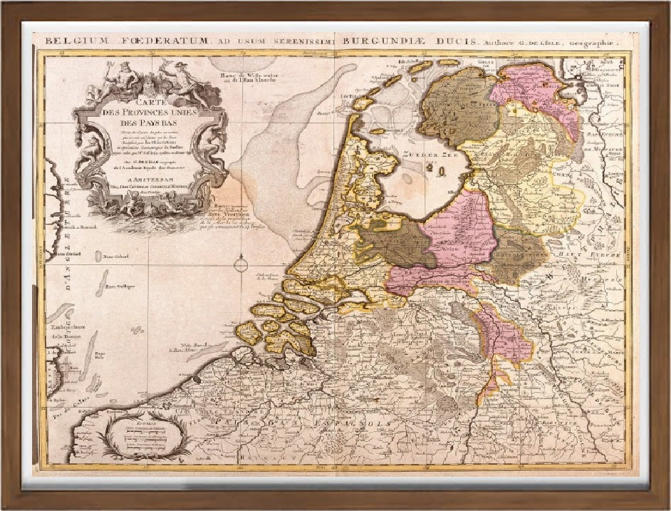 Mappa delle province unite dei Paesi Bassi - Guillaume Delisle