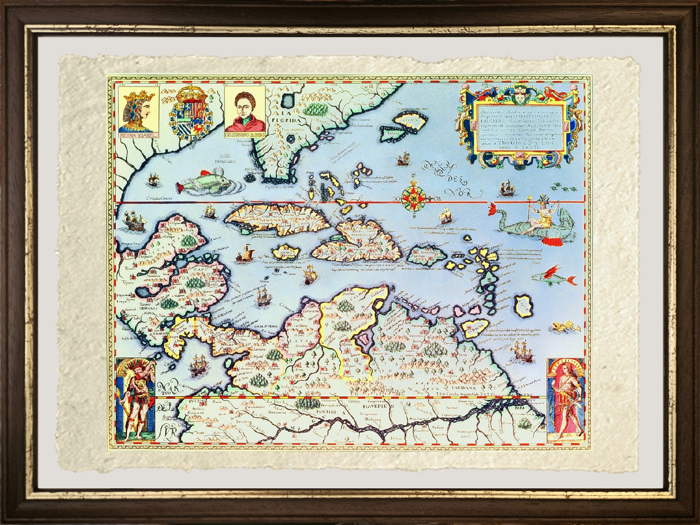 Mappa delle isole dei Caraibi e della Florida, Theodore de Bry