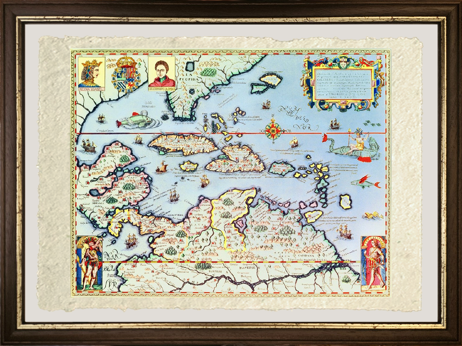 Mappa delle isole dei Caraibi e della Florida, Theodore de Bry