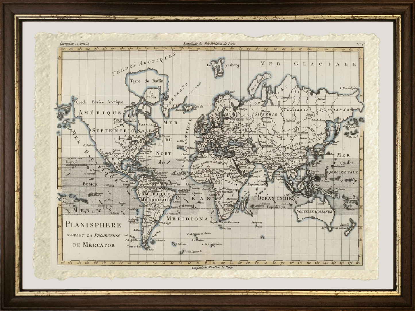 World Map 1780 - Charles Marie Rigobert Bonne