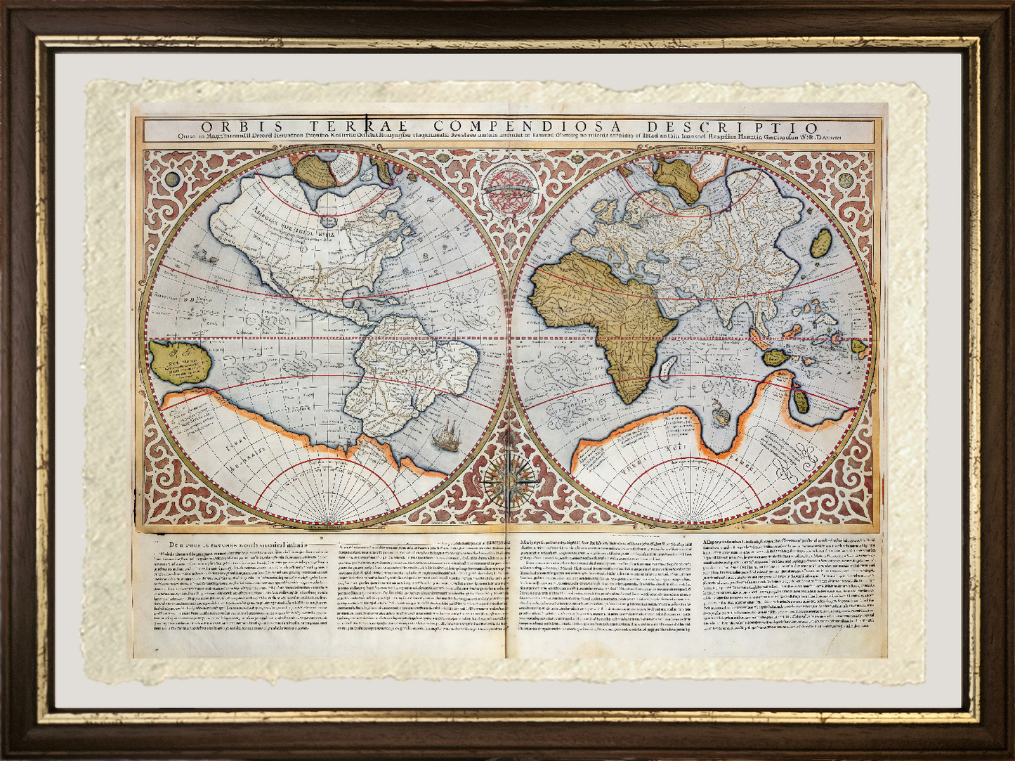 Double Hemisphere Map of the World, 1587 - Gerardus Mercator