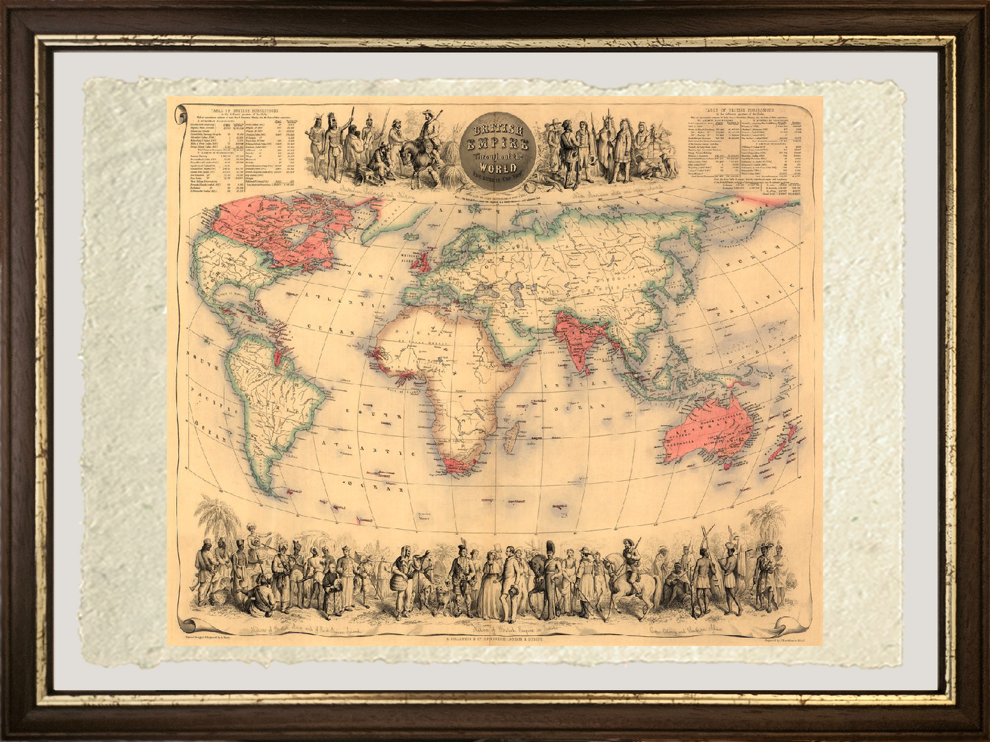 Map of the world with the British Empire's possessions colored in red, c.1870
