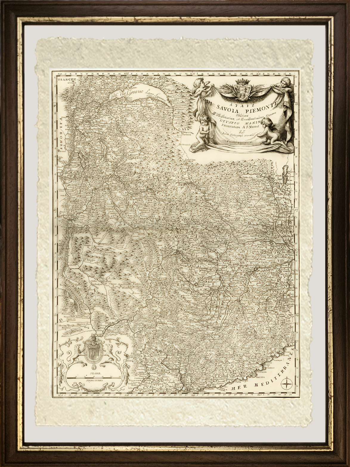 Detailed map of Piedmont and the States of Savoy by Vincenzo Maria Coronelli