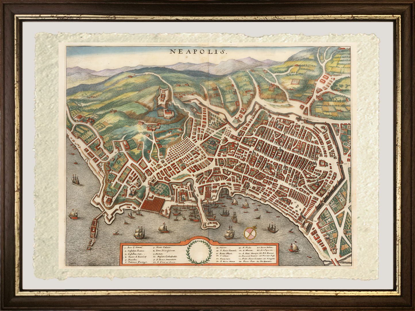 Mappa di Napoli agli inizi del 1600 di Matthäus Merian