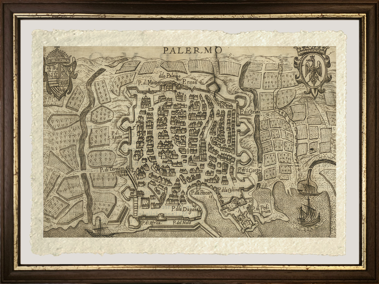 Map of Palermo in the early 1600s by Pietro Bertelli