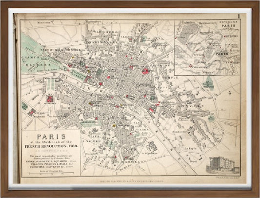 Mappa di Parigi allo scoppio della Rivoluzione francese, 1789 - Alexander Keith Johnston