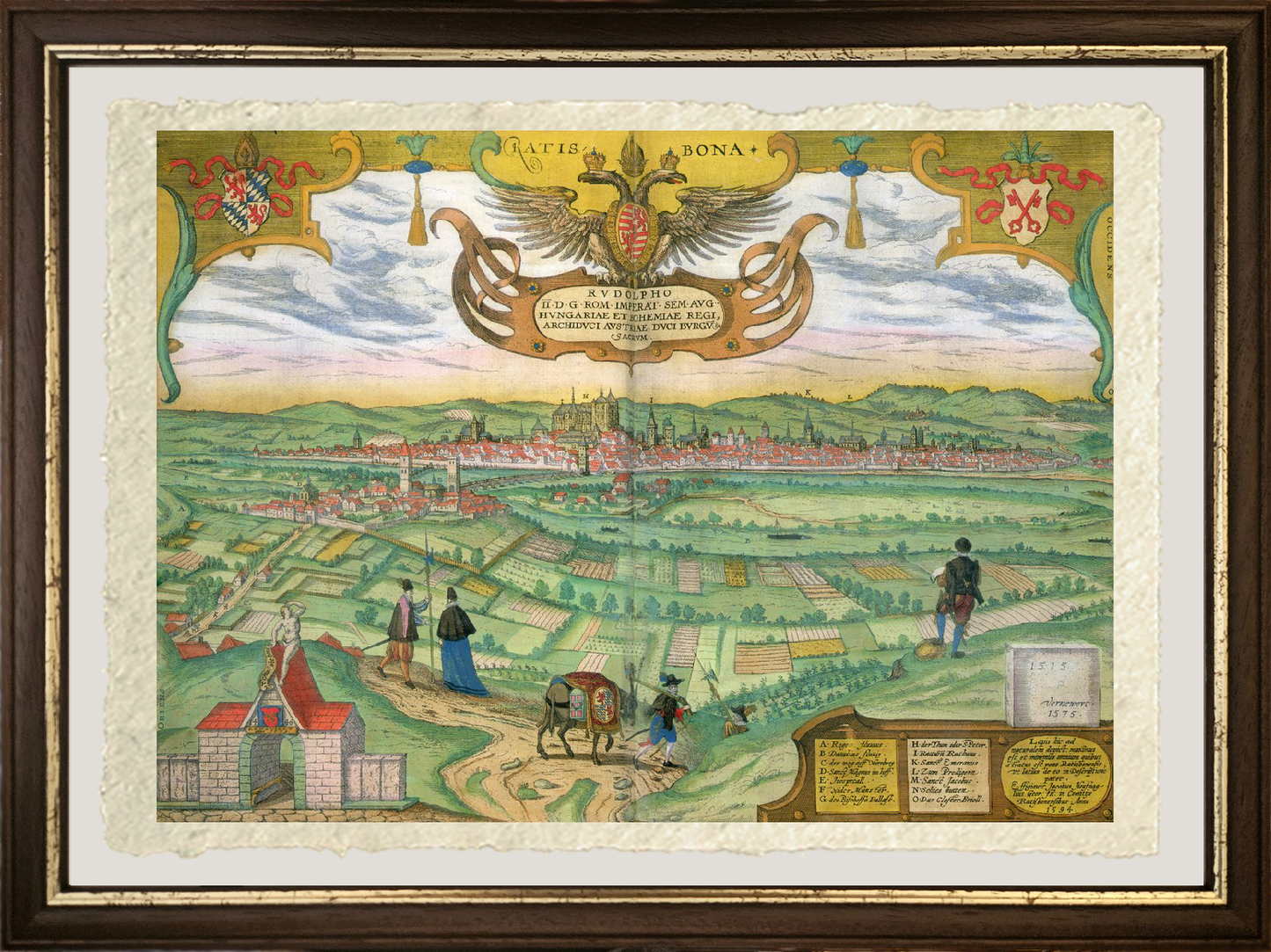 Map of Regensburg - Georg Braun and Frans Hogenberg