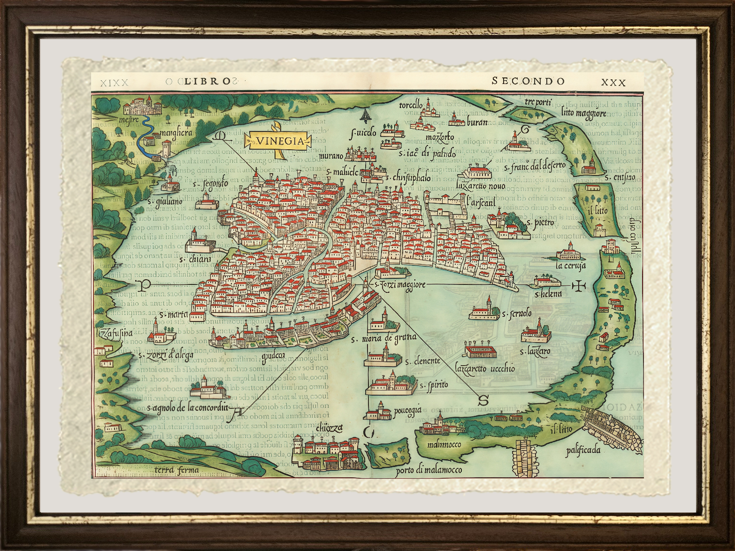 Map of Venice and Murano in 1534 by Benedetto Bordone