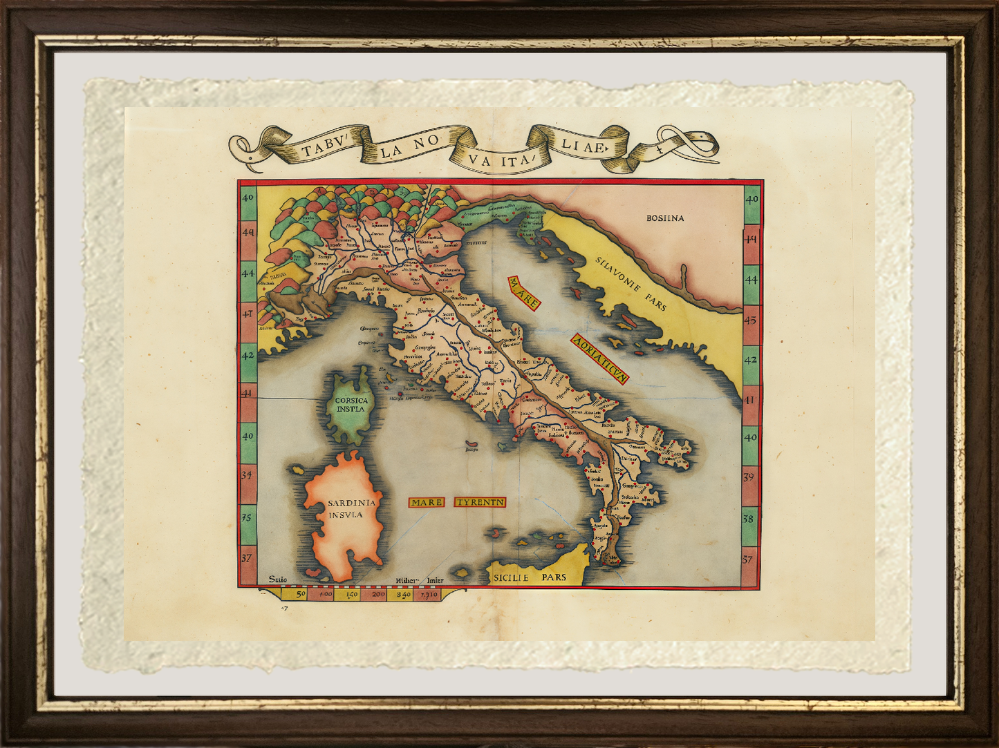 Mappa moderna dell'Italia di Lorenz Fries