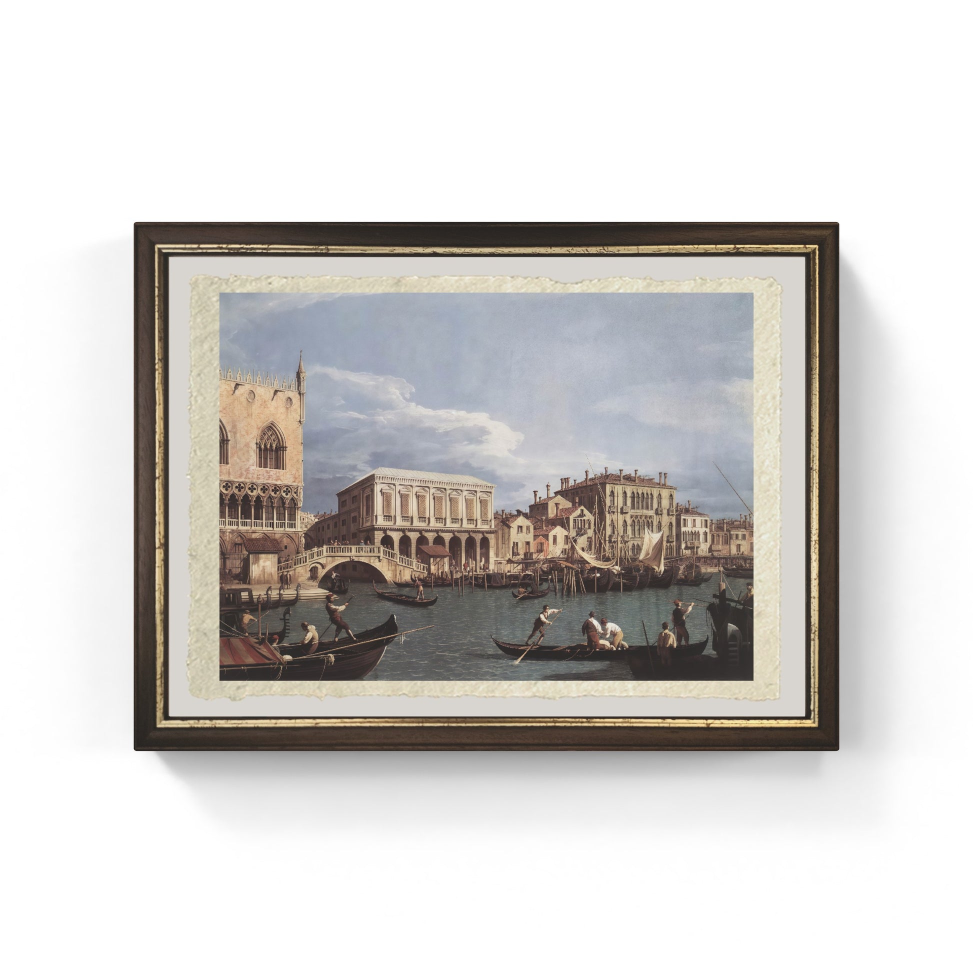 Il Molo e la Riva degli Schiavoni di Giovanni Antonio Canal detto Canaletto su carta Amalafi