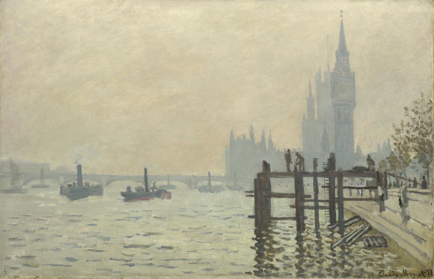 Il Tamigi sotto Westminster di Claude Monet su pregiata carta Amalfi