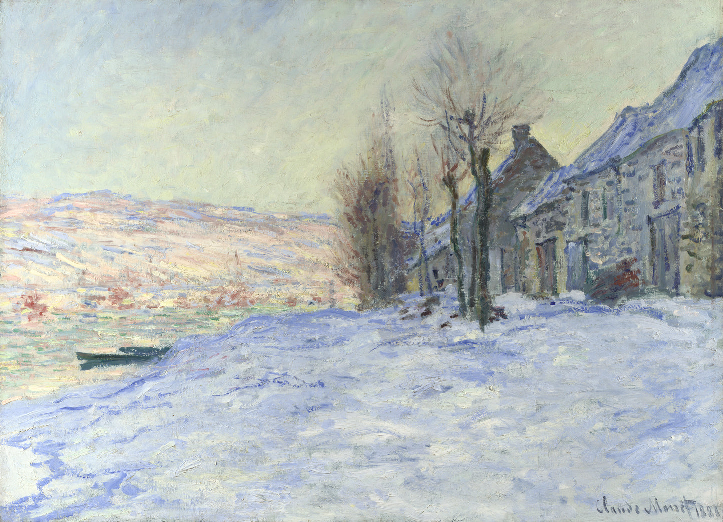 Lavacourt sotto la neve di Claude Monet su pregiata carta Amalfi