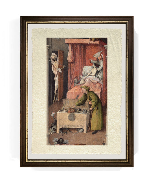 Morte di un avaro (dettaglio) di Hieronymus Bosch su pregiata carta Amalfi