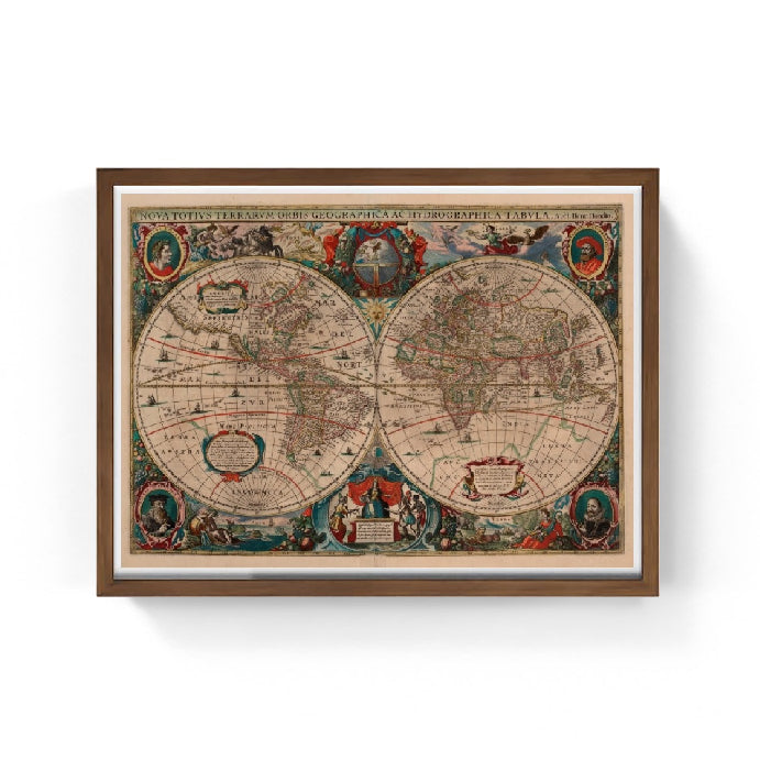 Nuova mappa geografica ed idrografica del mondo intero - Henricus Hondius II