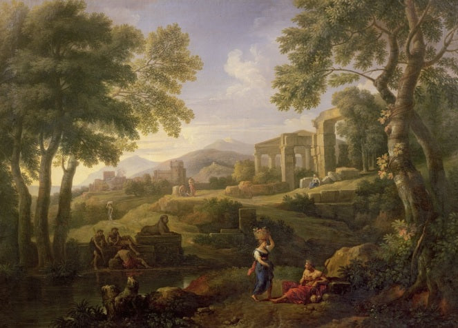Paesaggio classico con figure e rovine - Jan Frans van Bloemen