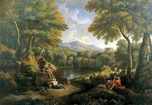 Paesaggio con figure a un pozzo - Jan Frans van Bloemen