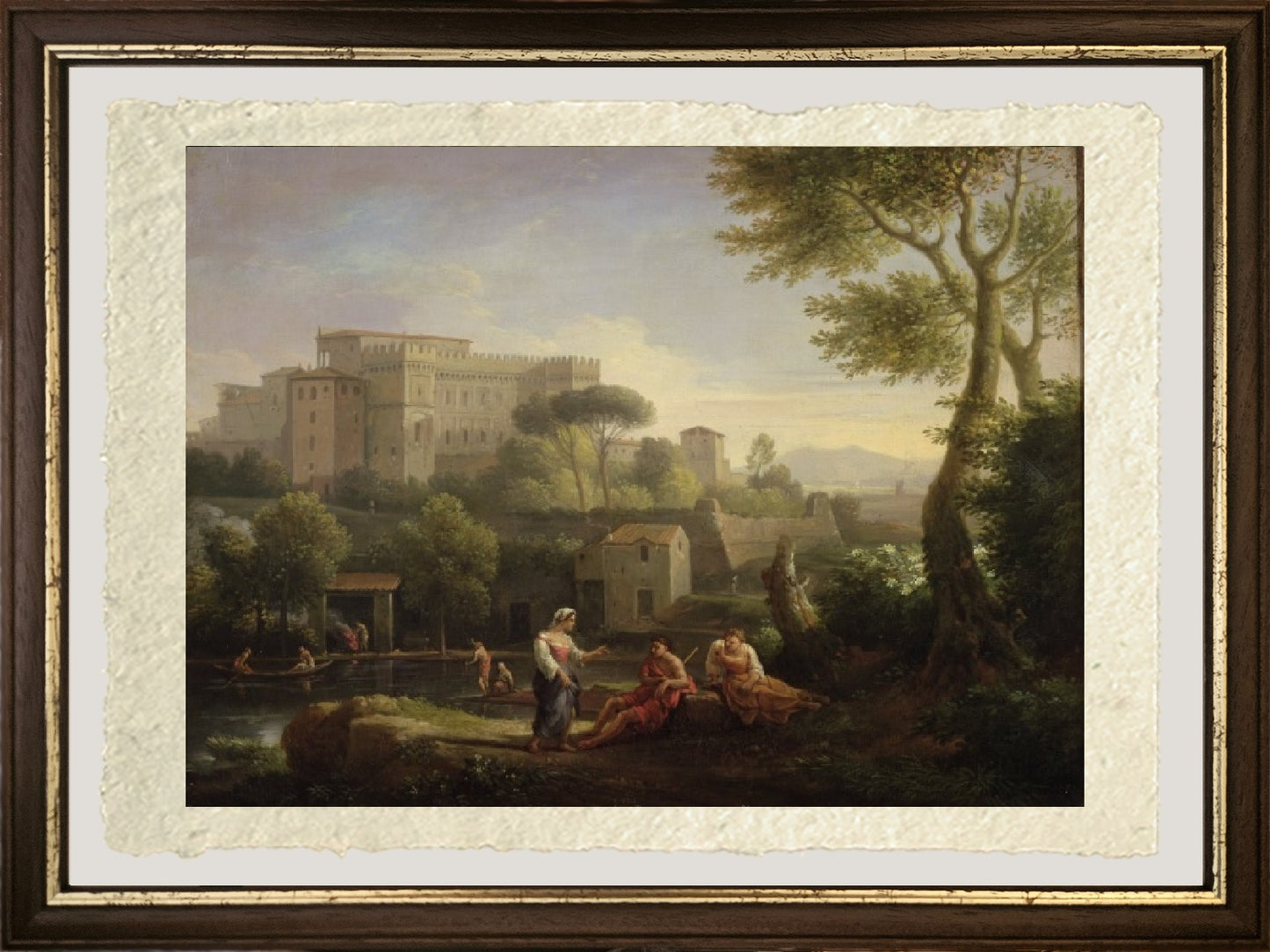 Paesaggio con figure e una fortezza vicino a un fiume - Jan Frans van Bloemen