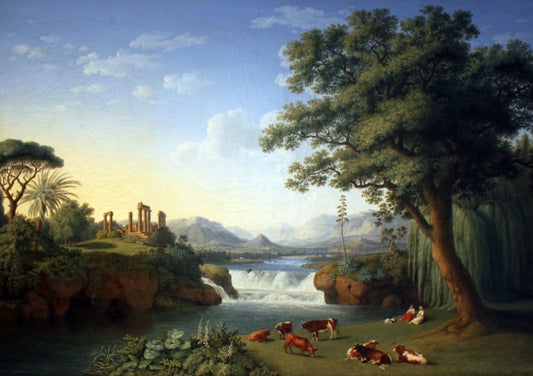 Paesaggio ideale con tempio di Giunone da Agrigento - Jakob-Philipp Hackert