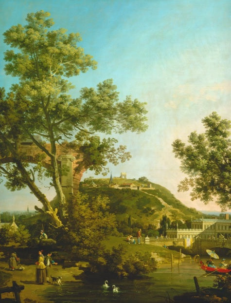 Paesaggio inglese capriccio con un palazzo - Giovanni Antonio Canal detto Canaletto