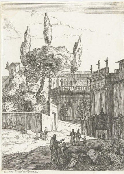 Paesaggio italianizzante con edifici antichi e figure - Jan Frans van Bloemen
