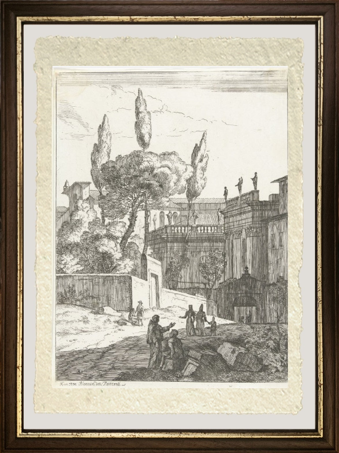 Paesaggio italianizzante con edifici antichi e figure - Jan Frans van Bloemen