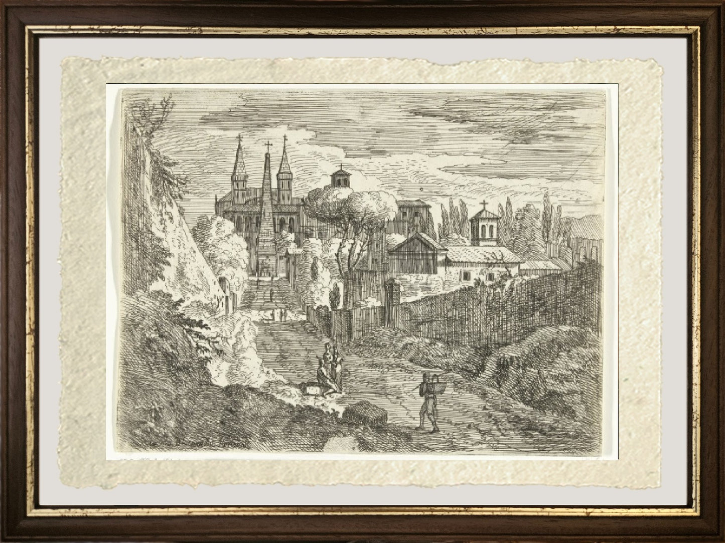 Paesaggio italianizzante con viaggiatori vicino alle mura della città - Jan Frans van Bloemen