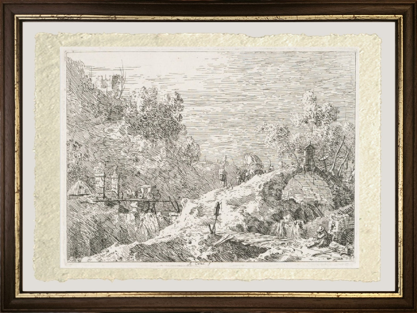 Paesaggio montano con cinque ponti - Giovanni Antonio Canal detto Canaletto