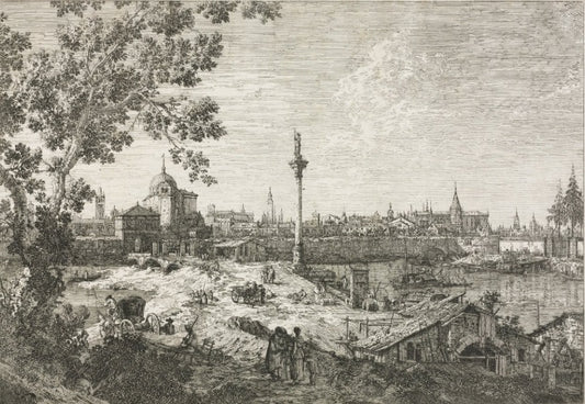 Panorama di una città su un fiume - Giovanni Antonio Canal detto Canaletto
