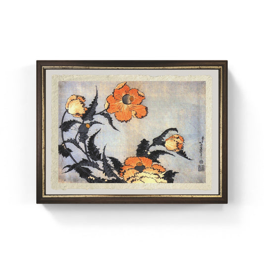 Papaveri di Katsushika Hokusai stampata su carta Amalfi