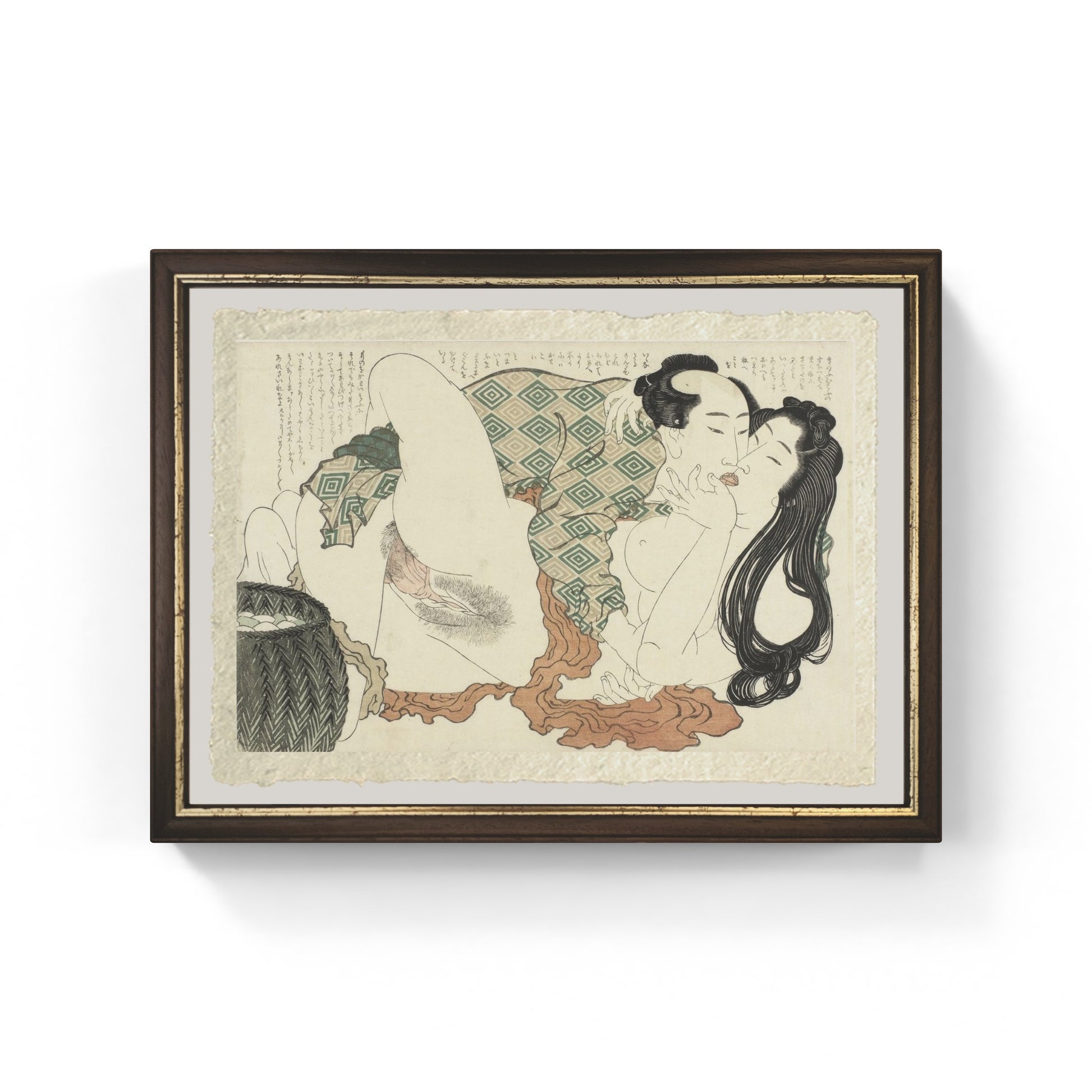 Riproduzione su carta Amalfi Pescatore e sub che si baciano di Katsushika Hokusai