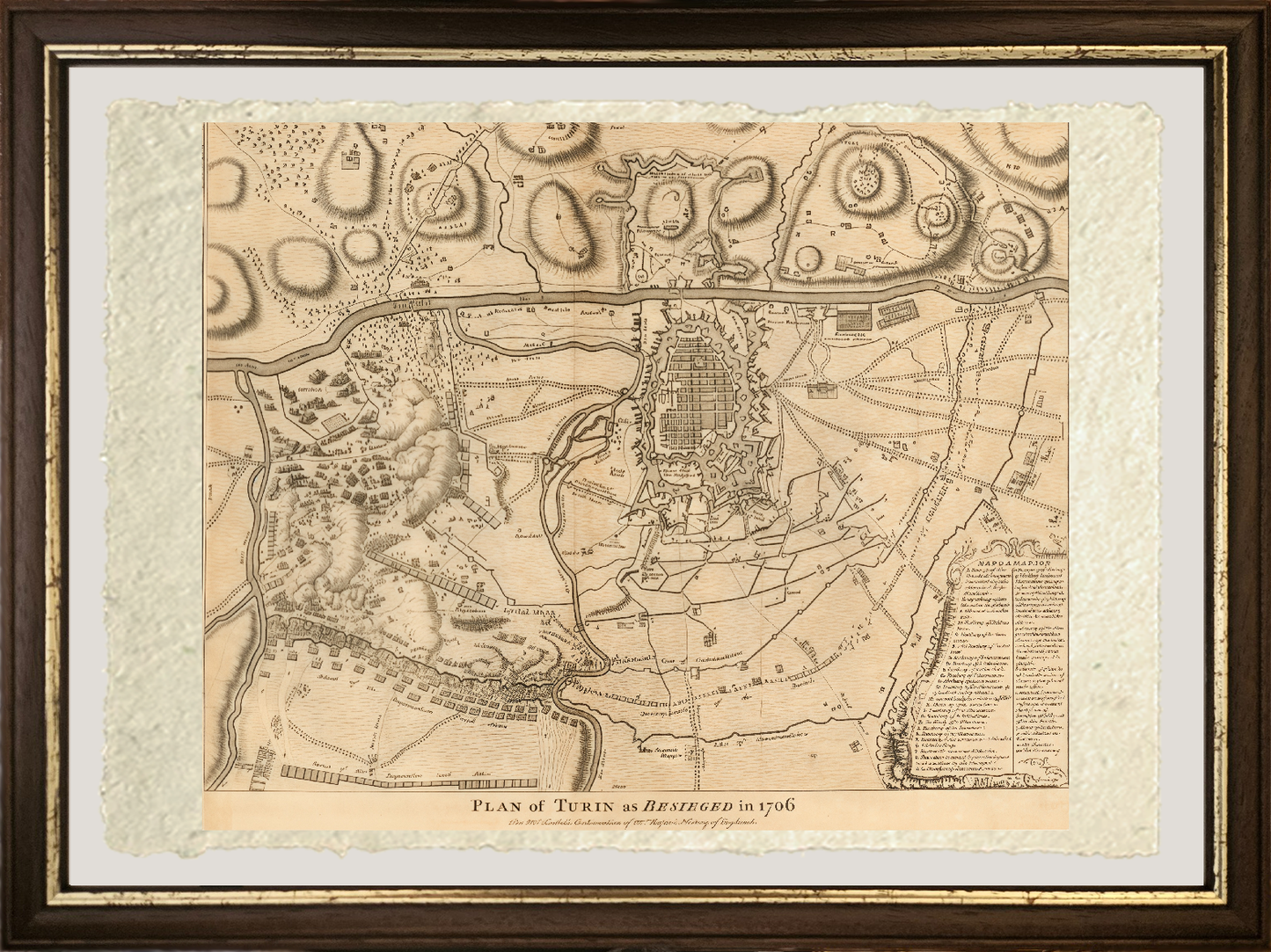 Pianta di Torino assediata nel 1706 di Paul de Rapin de Thoyras