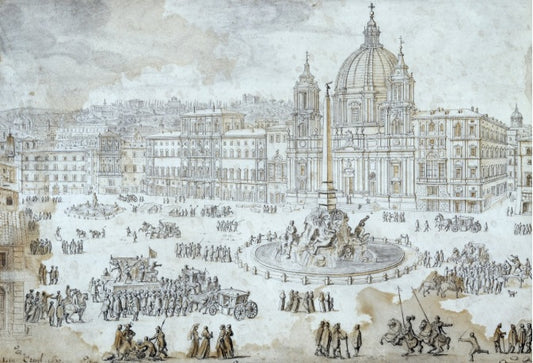 View of Rome with St. Peter's and Castel Sant' Angelo in the Distance, 1685 - Gaspare Vanvitelli - Gaspar van Wittel