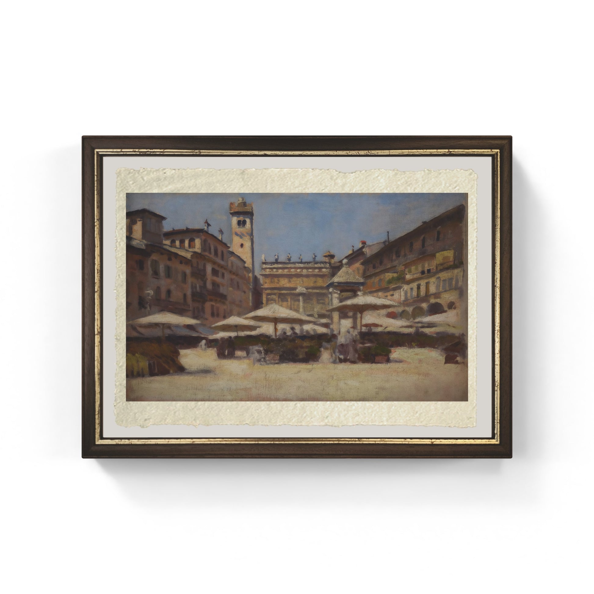 Piazza delle Erbe a Verona di Alexander Gierymski su carta Amalfi