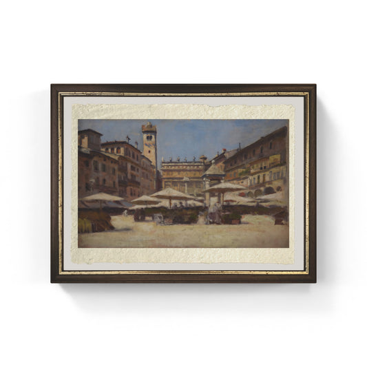 Piazza delle Erbe a Verona di Alexander Gierymski su carta Amalfi