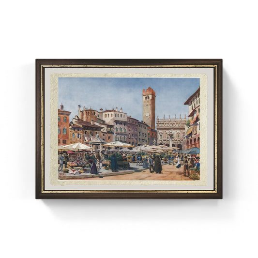 Piazza del Mercato di Verona di William Wiehe Collins su carta Amalfi