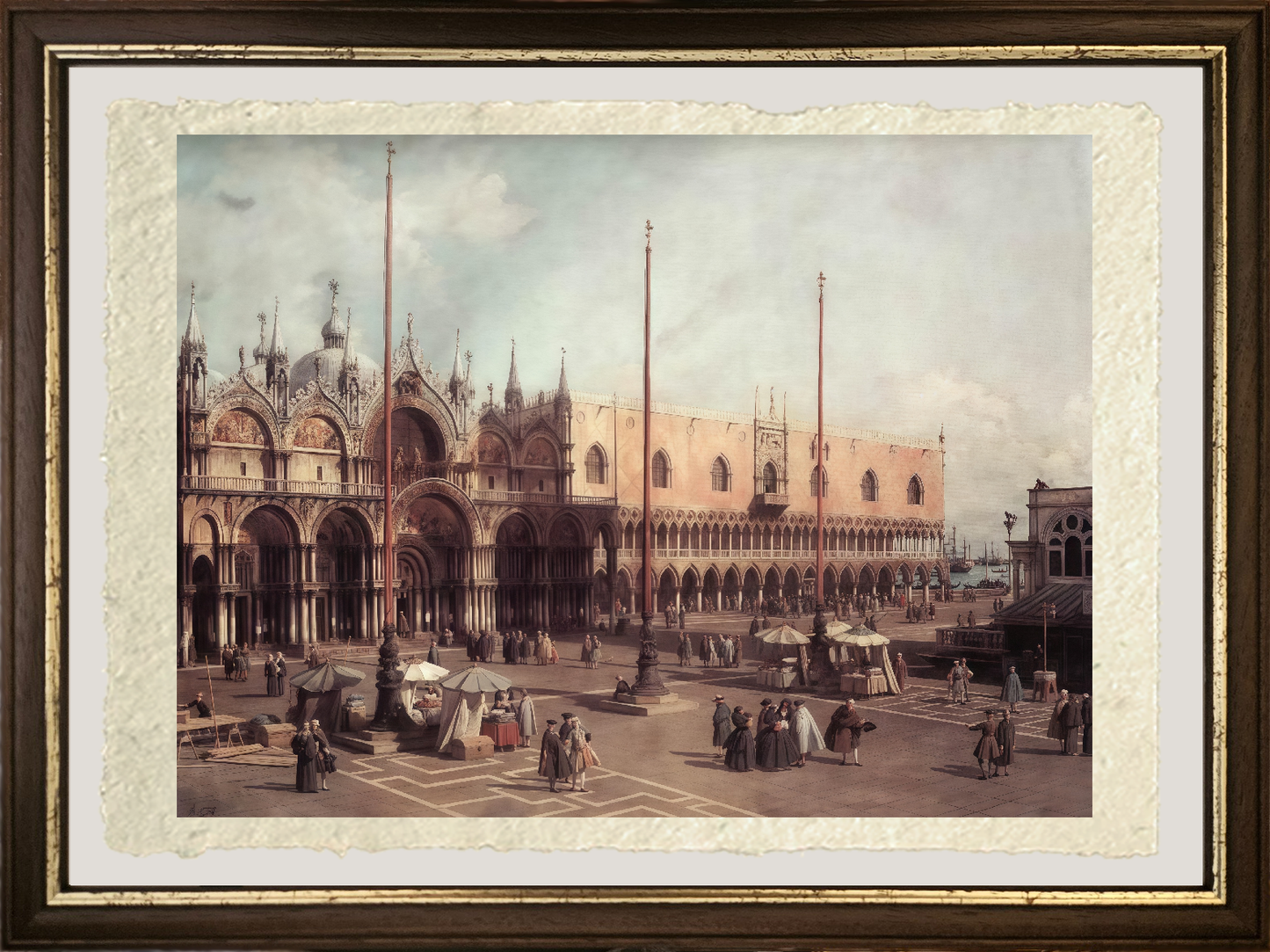 Dettaglio di Piazza San Marco di Giovanni Antonio Canal detto Canaletto su carta Amalfi