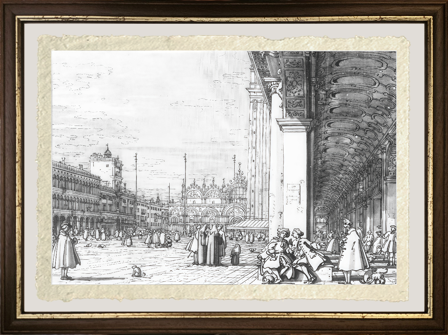 Dettaglio di Piazza San Marco di Giovanni Antonio Canal detto Canaletto su carta Amalfi