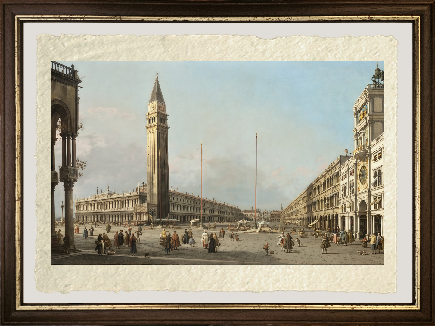 Dettaglio di Piazza San Marco guardando a sud e ovest, 1763 di Giovanni Antonio Canal detto Canaletto su carta Amalfi