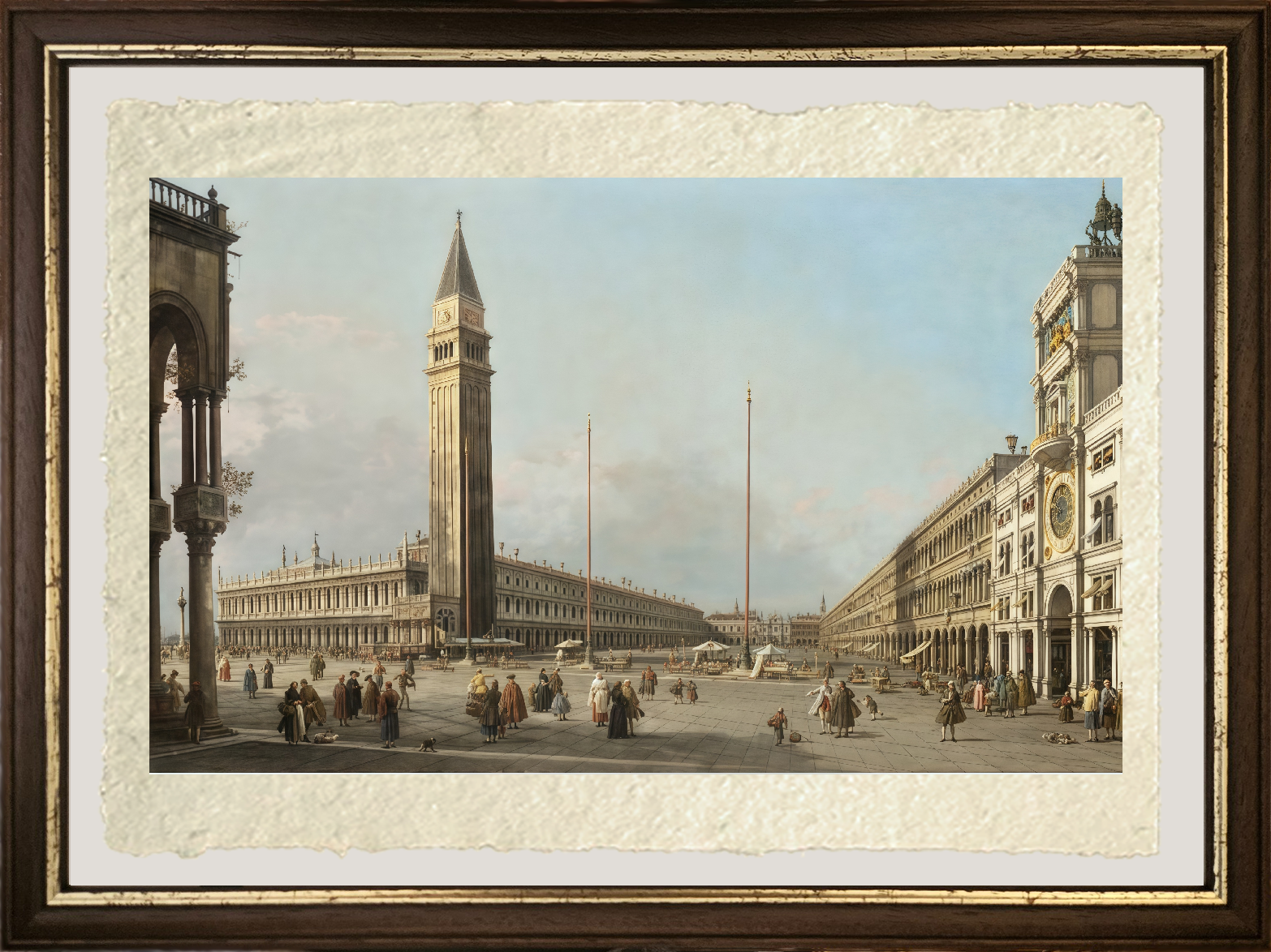 Dettaglio di Piazza San Marco guardando a sud e ovest, 1763 di Giovanni Antonio Canal detto Canaletto su carta Amalfi