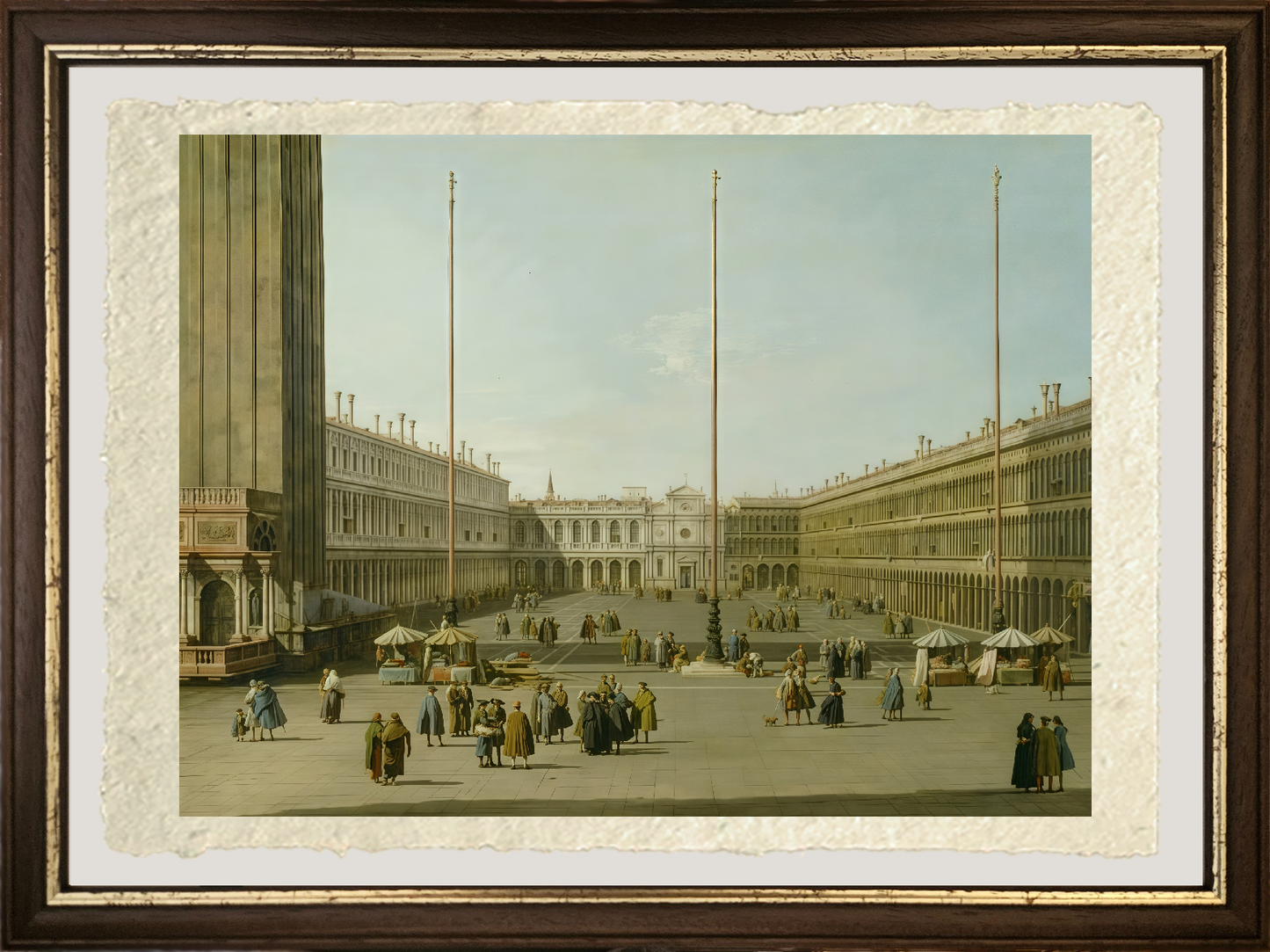 Dettaglio di Piazza San Marco verso San Geminiano di Giovanni Antonio Canal detto Canaletto su carta Amalfi